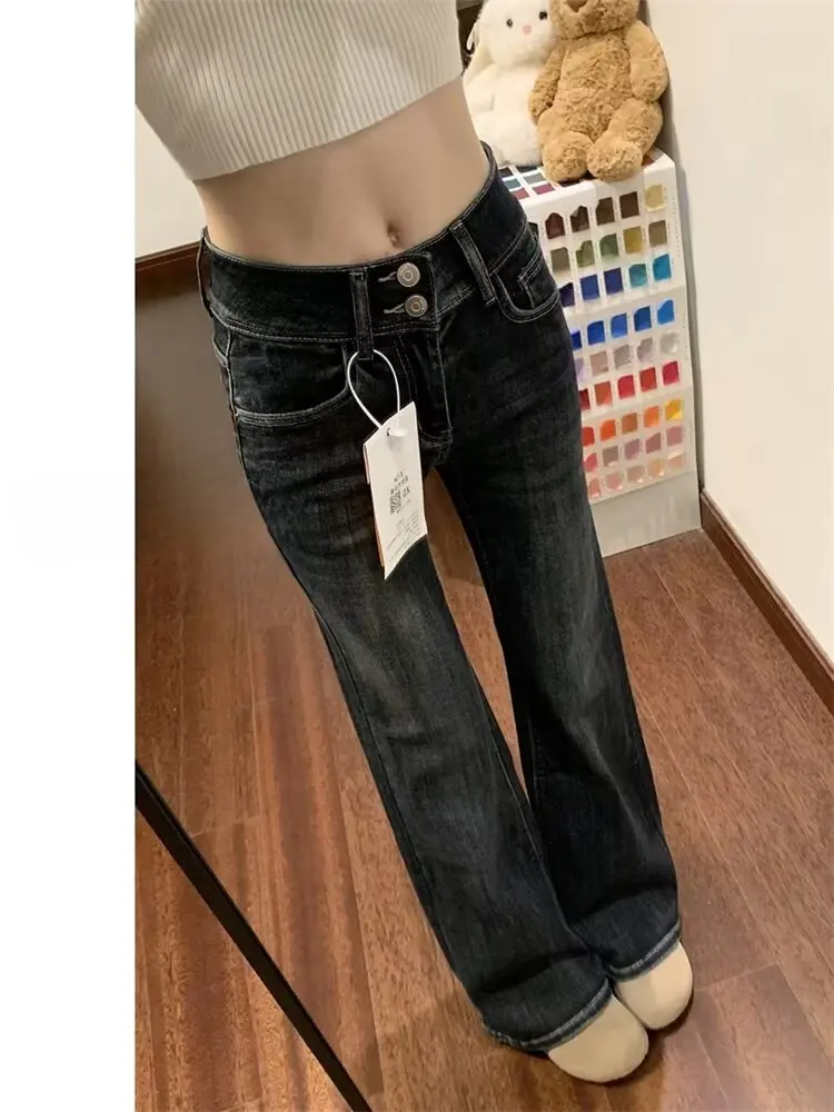 

Y2K American Style Jeans Women Non Stick Micro Flared High Waist Loose Slimming Wide Leg Autumn Winter Pants
