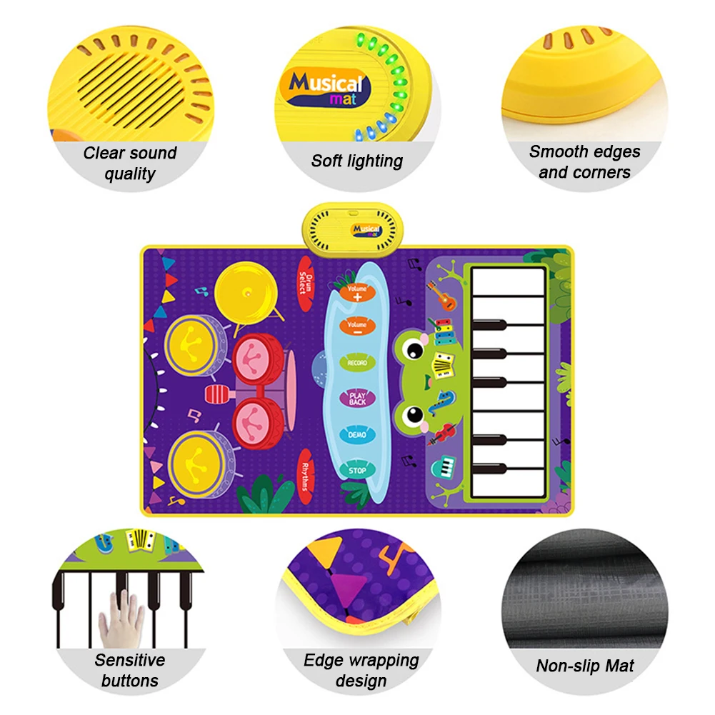 Giocattolo per coperta musicale con batteria jazz per bambini Giocattoli interattivi genitore-figlio per ragazzi e ragazze