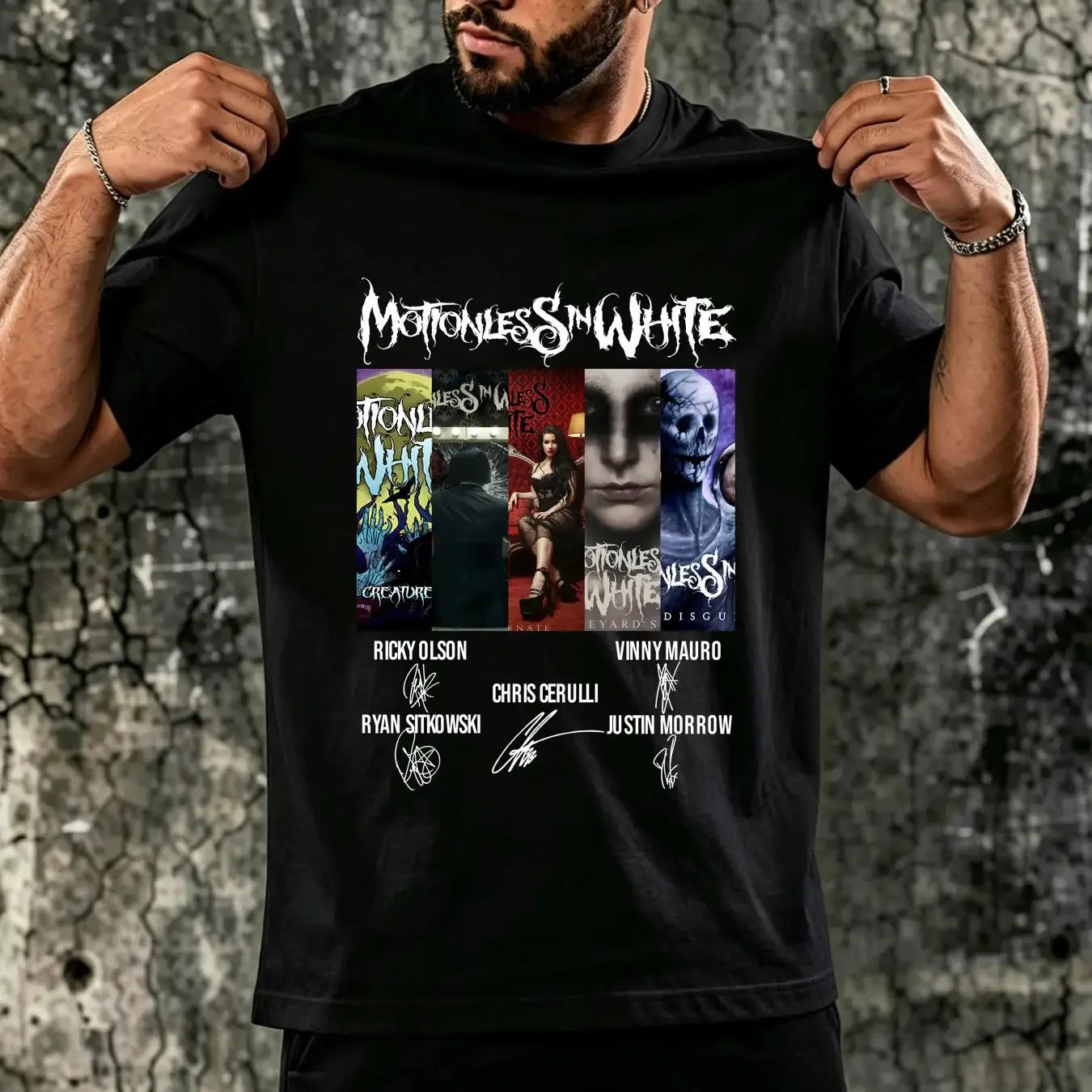 washed T Shirt Motionless In White Signature Classic Size S 34XL NL1510 vintage Washed Casual Unisex Top For Everyday Wear Soft