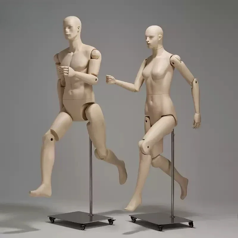 Clothing store adjustable mechanical female model display stand full body male running joint activity