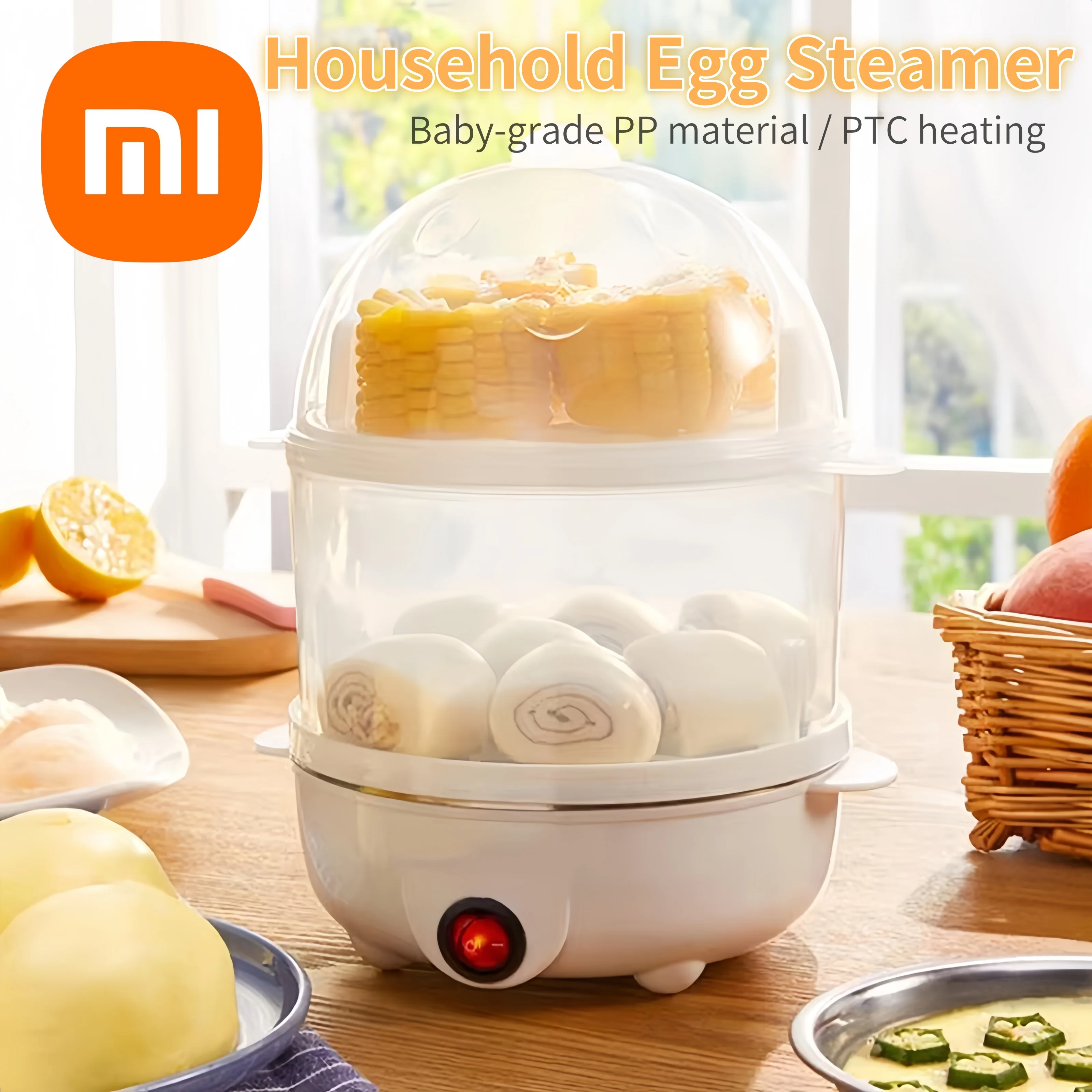 Xiaomi Household Egg Cooker Anti-dry Burning Small Breakfast Machine Household Multi-function Egg Steamer PTC Safe Heating