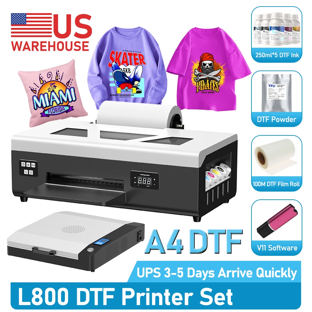 A4 DTF For Epson L800 DTF Directly to film Printing Machine with DTF Ink Kit for Clothes Fabrics A4 DTF T-shirt Printing Machine