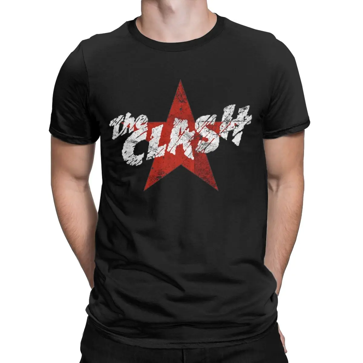 Vintage The Red Star Clash T-Shirt Men Round Neck 100% Cotton T Shirt Short Sleeve Tee Shirt Gift Idea Tops