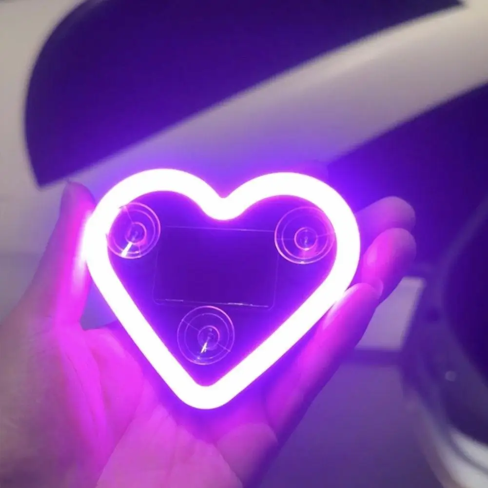Universal Solar Car LED Window Decor Heart Neon Light Auto Interior Ambient Atmosphere Lamp Car Triangle Window Heart Neon Light