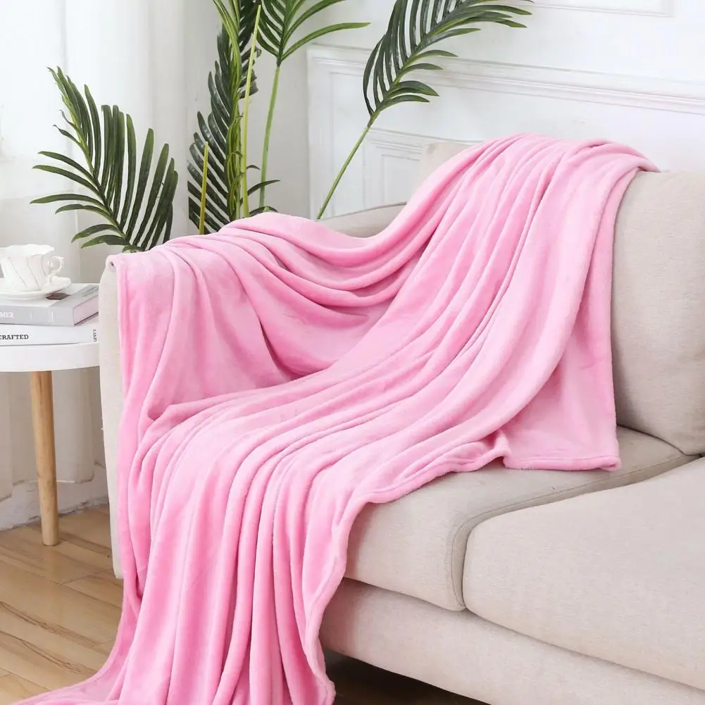 Cozy Coral Flannel Blanket Energy-efficient Temperature Control Solid Colour Ultimate Comfortable Touch Blanket