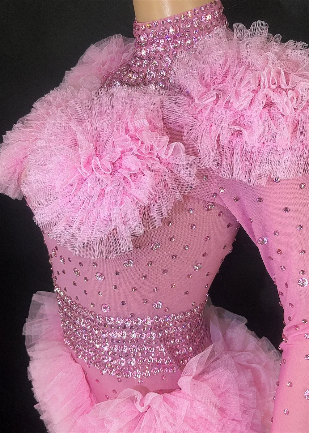 مثير شفافة الراين ارتداءها مثير ضيق شبكة الكشكشة أداء راقصة المغني زي ملهى ليلي المرحلة الزي