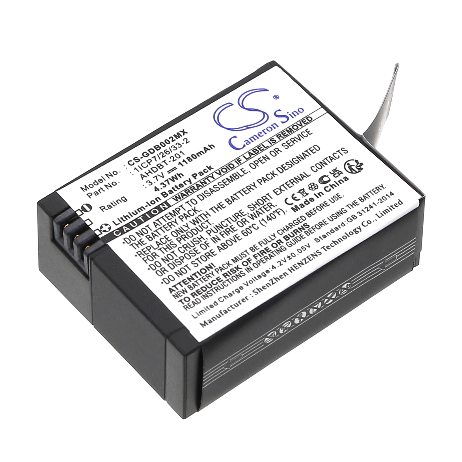 Li-ion Camera Battery for Giroptic, 3.7V, 1180mAh, Compatible Models: edges closer to 360, edges closer to 360° action ca