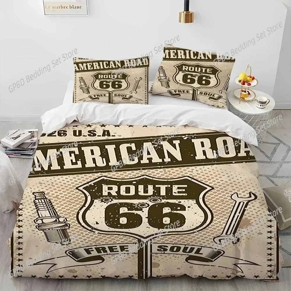 Historic Route 66 Mother Road Bedding Set Duvet Cover Bed Set Quilt Cover Pillowcase Comforter king Queen Size Boys Adult