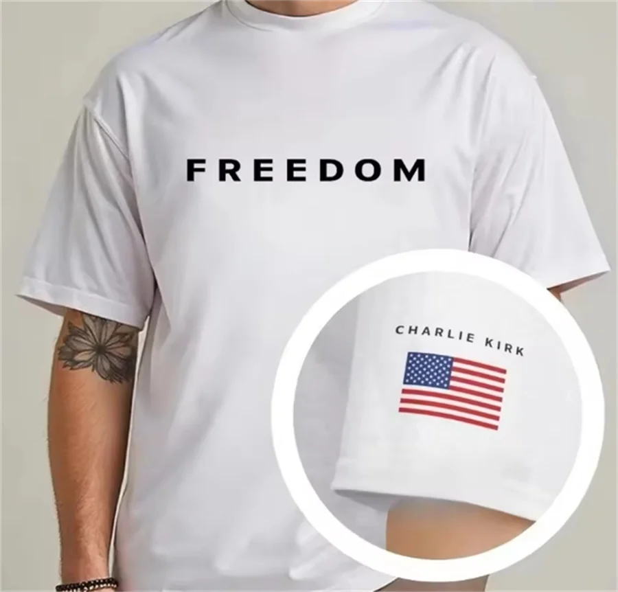 Charlie Kirk America USA Freedom 100% polyester clothing T-shirt In memory of heroes Charlie Kirk women's Commemorative shirt