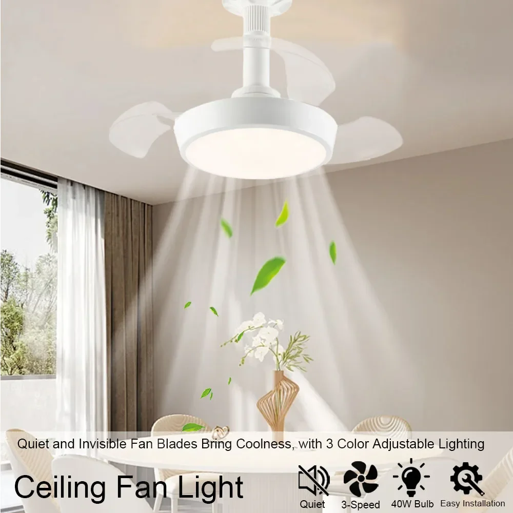 with 48W 3 Lighting Modes Reversible Blades Easy Installation Quiet Motor for Bedroom Living Room Home Decor Ceiling Fan Light