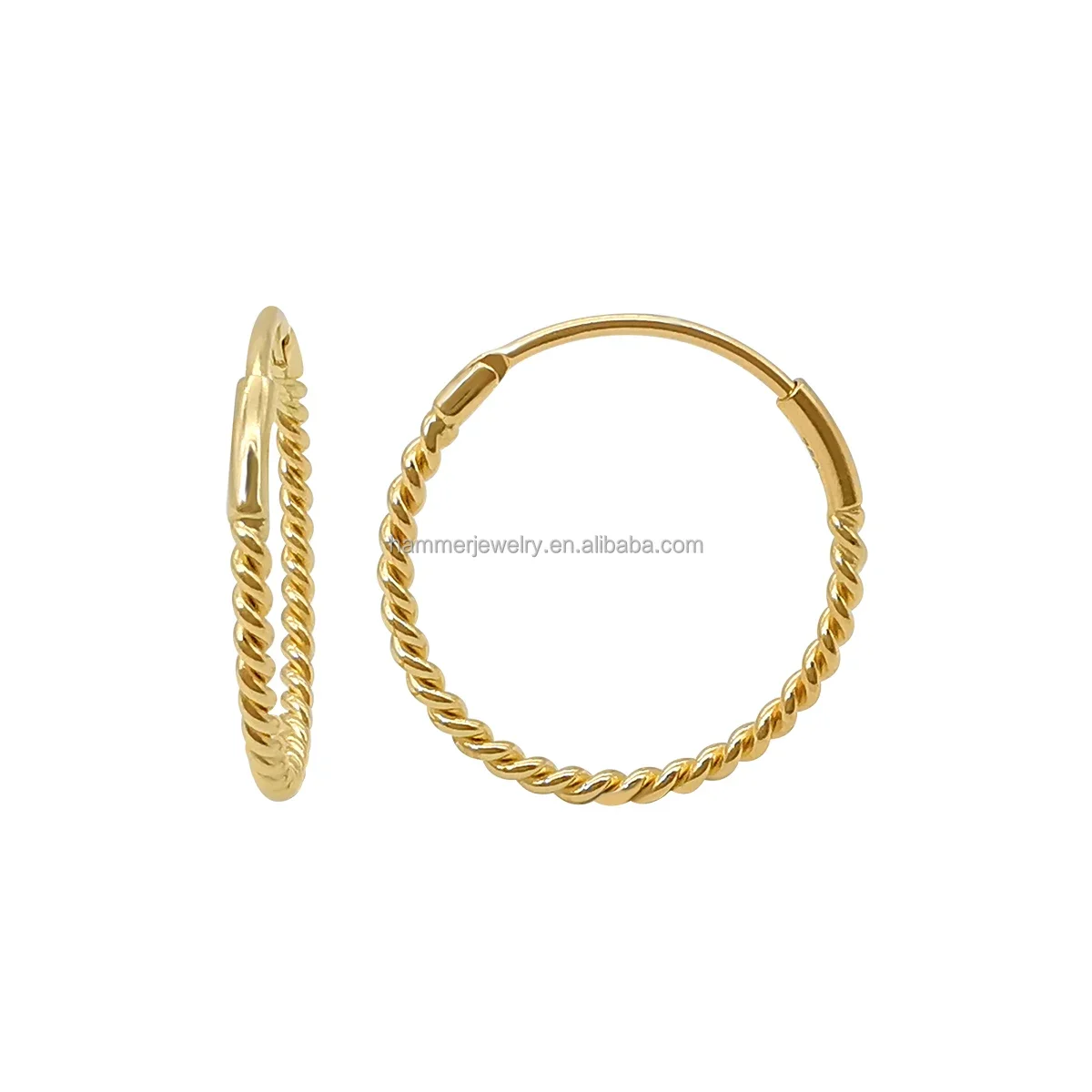 

Hot Selling Real 18K Gold Hoop Earrings Plain Gold Double Twist Earrings Fine Jewelry For Woman