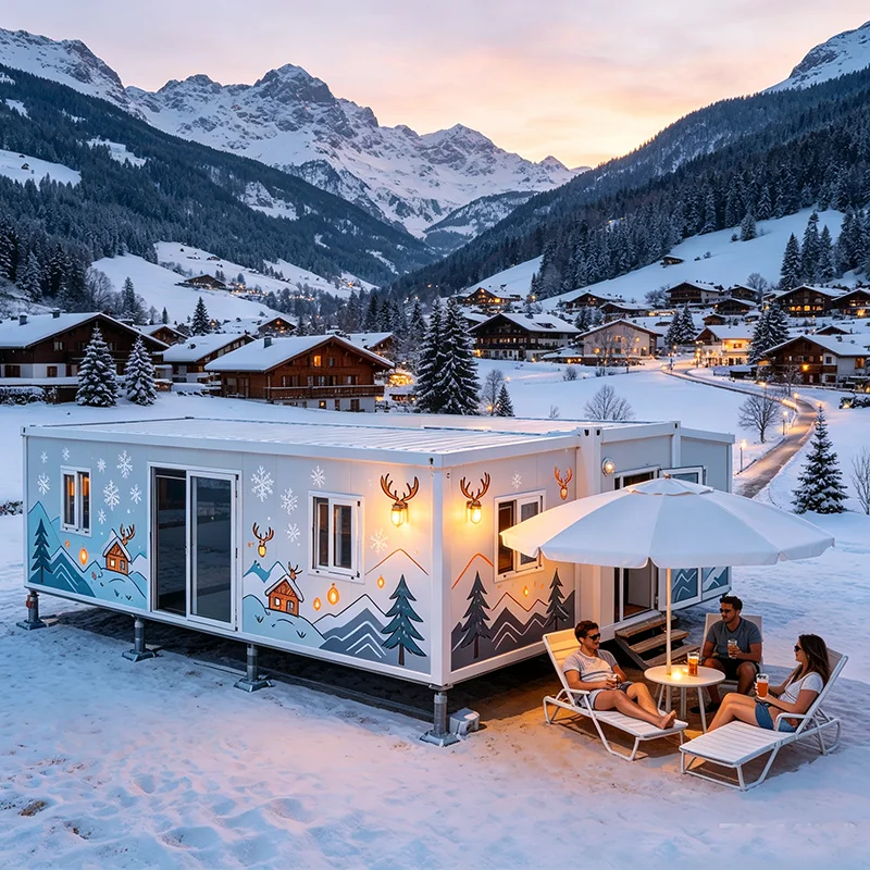 Expandable Prefabricated Container Tiny Home Built In Cabinet Complete Living Facilities For Family