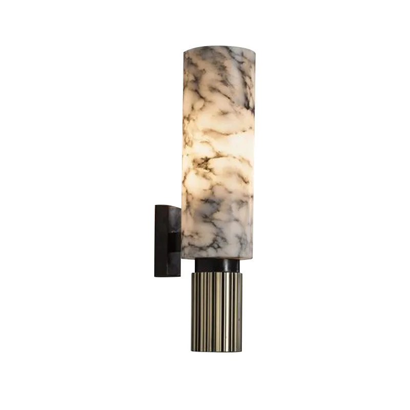 

New Chinese marble wall lamp, living room, bedroom, study, all copper, bedside lamp