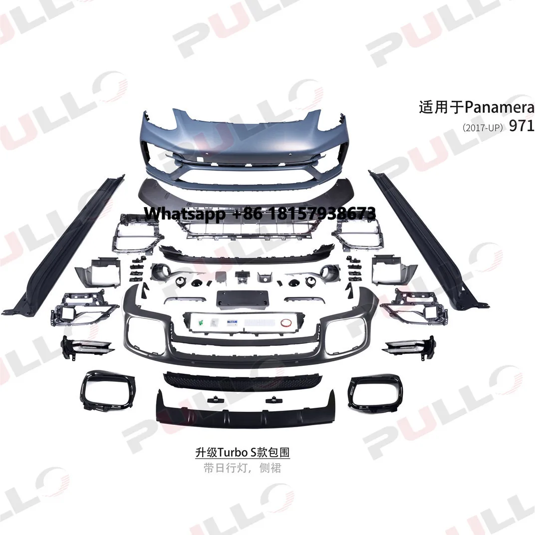 

Body Kit for Porsche Panamera 971 17-up Change to Turbo S Style Include Front Bumper with Grille Side Skirt Day Running Lights