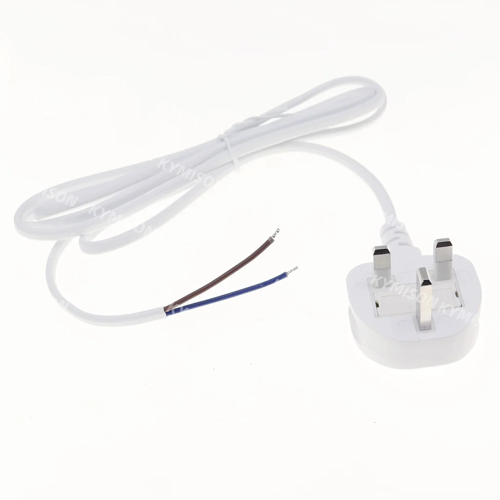 1.8M UK BS1363 Plug Power Cable 2Pin 2*0.75mm Square Copper Power Wire British Standard Bare Tail Semi-finished Cord