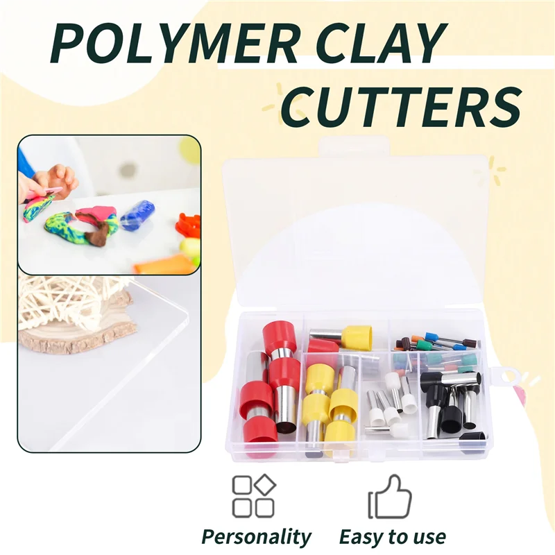 ABRO-45 Stück Polymer Clay Tool Kit Acryl Polymer Clay Roller Clay Blade Cutter Acrylplatte Runde Kreis Punch Tools