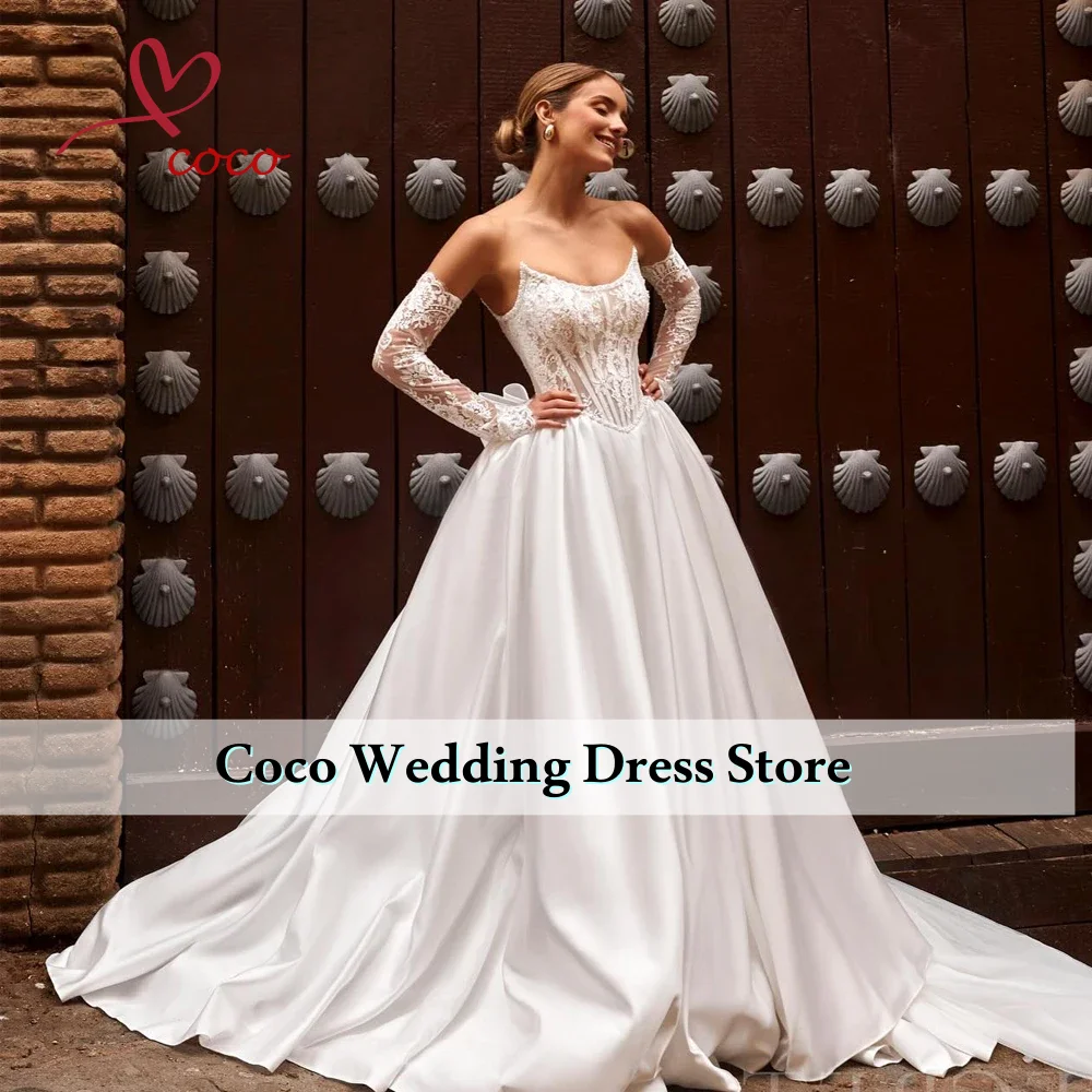 Customized A Line Applique Backless Wedding Dresses Off Shoulder Bride Dress For Women Vestido De Noiva