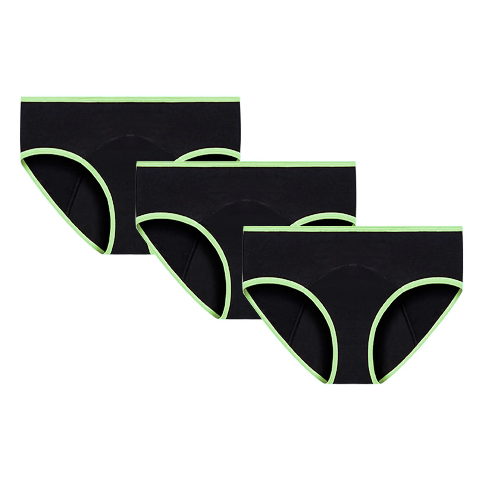 Plus Size Low Rise Period Panties 3 Pack Women Absorbent Leak Proof Underwear Comfortable Soft Briefs for Heavy Flow Protection