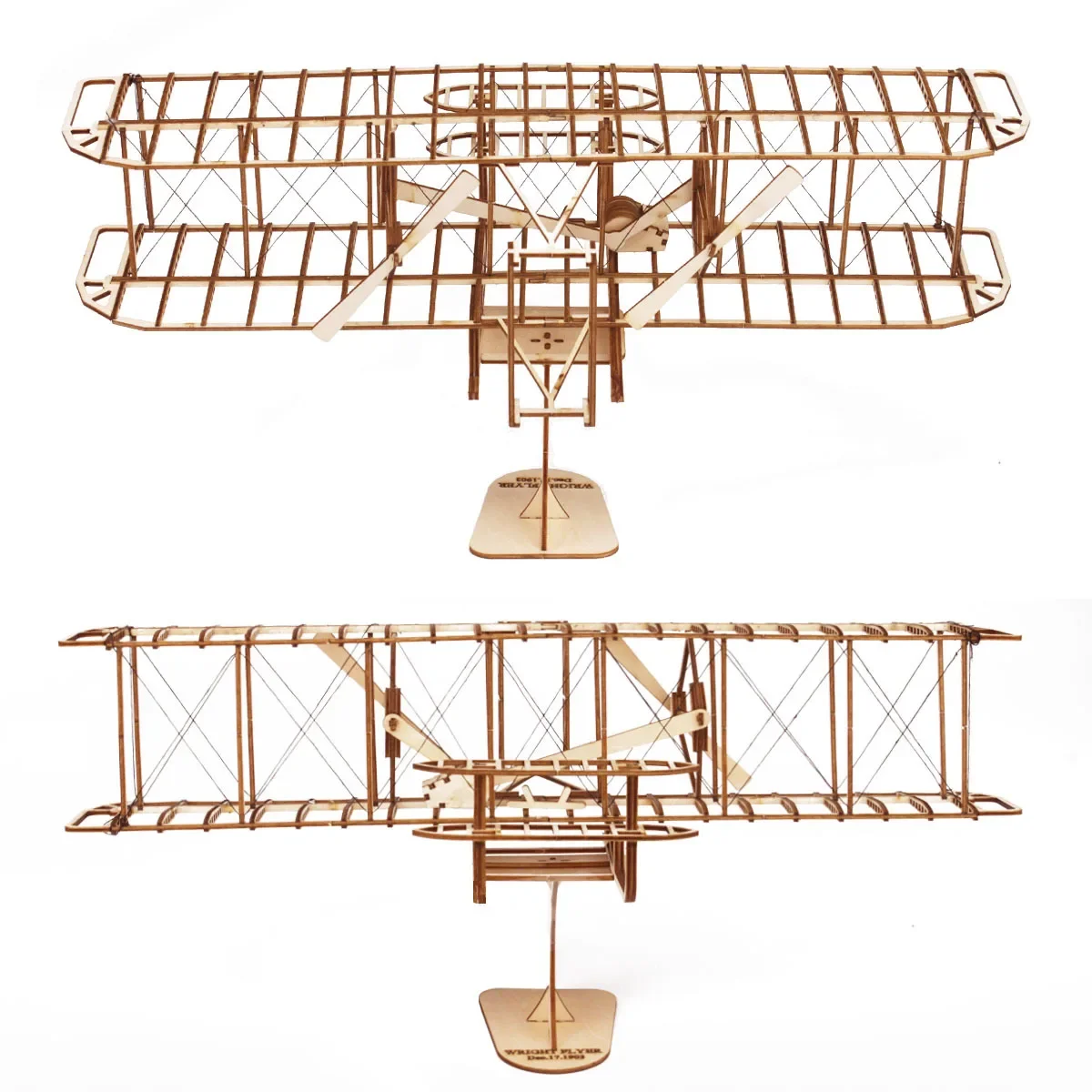 3d Wright Brothers Airplane Wooden Puzzle Retro Mechanical Assemble Building Blocks Model Kits DIY for Kid Adult Montessori Gift