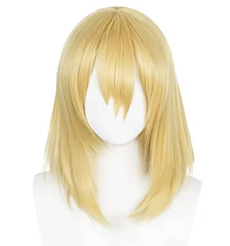 Howl's Moving Castle Wizard Cosplay Wig with Bangs Blonde Hair for Halloween Costume + Free Cap