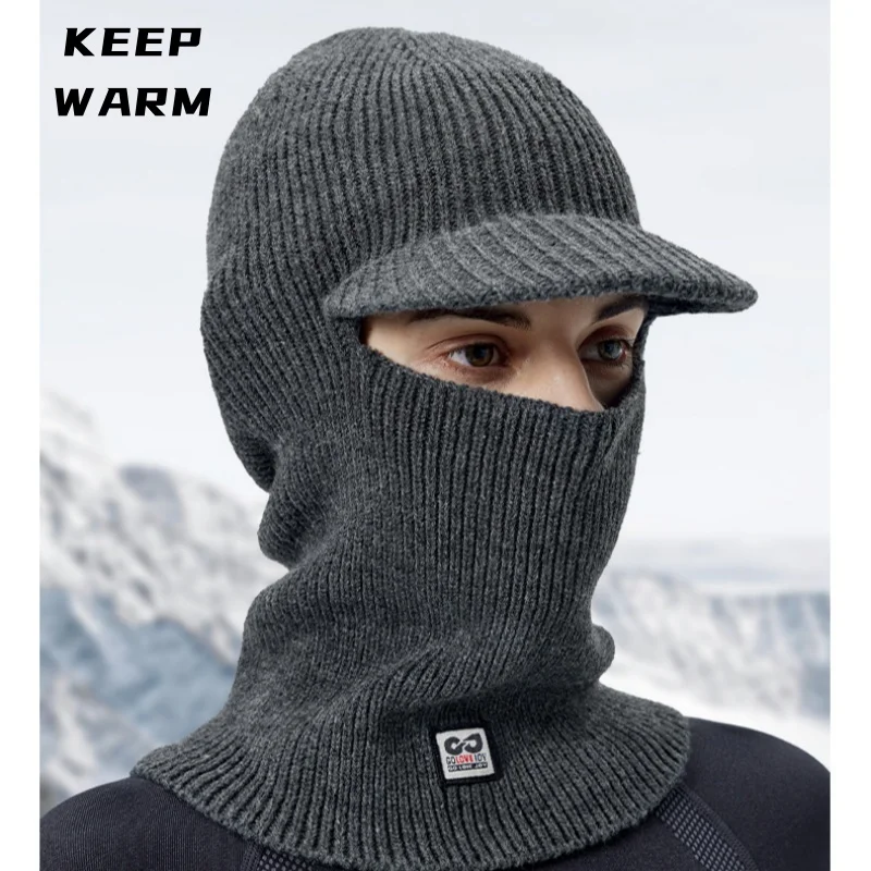 

Autumn Winter Woolen Hat Riding Windproof Warm Face Mask Cold Hat Ear Protection Head Covering Hat Skiing Warm Soft