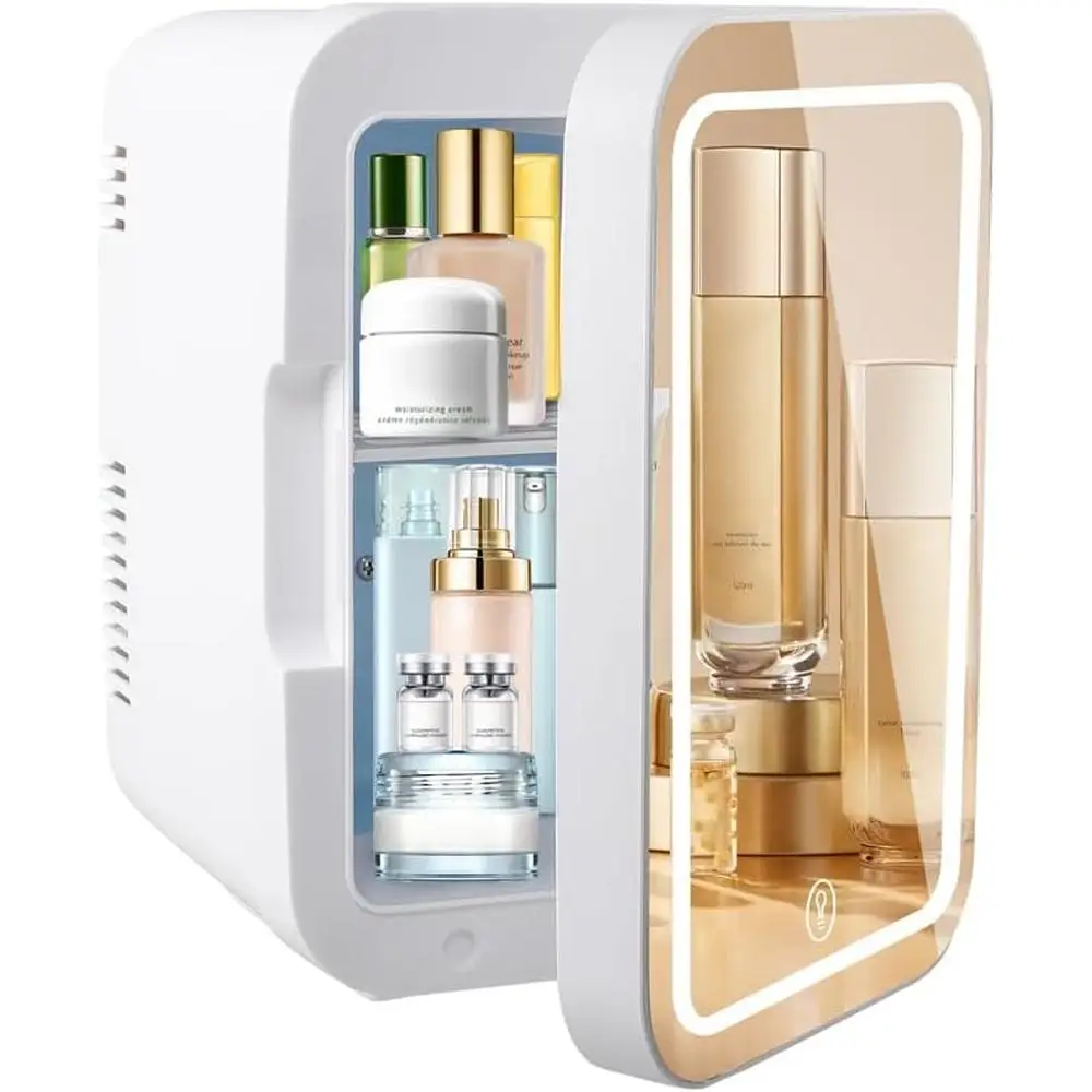Mini Skincare Fridge Portable Cosmetic Fridge Makeup and Skin Care Storage Whisper-Quiet LED Light Ideal Office Bedroom Car
