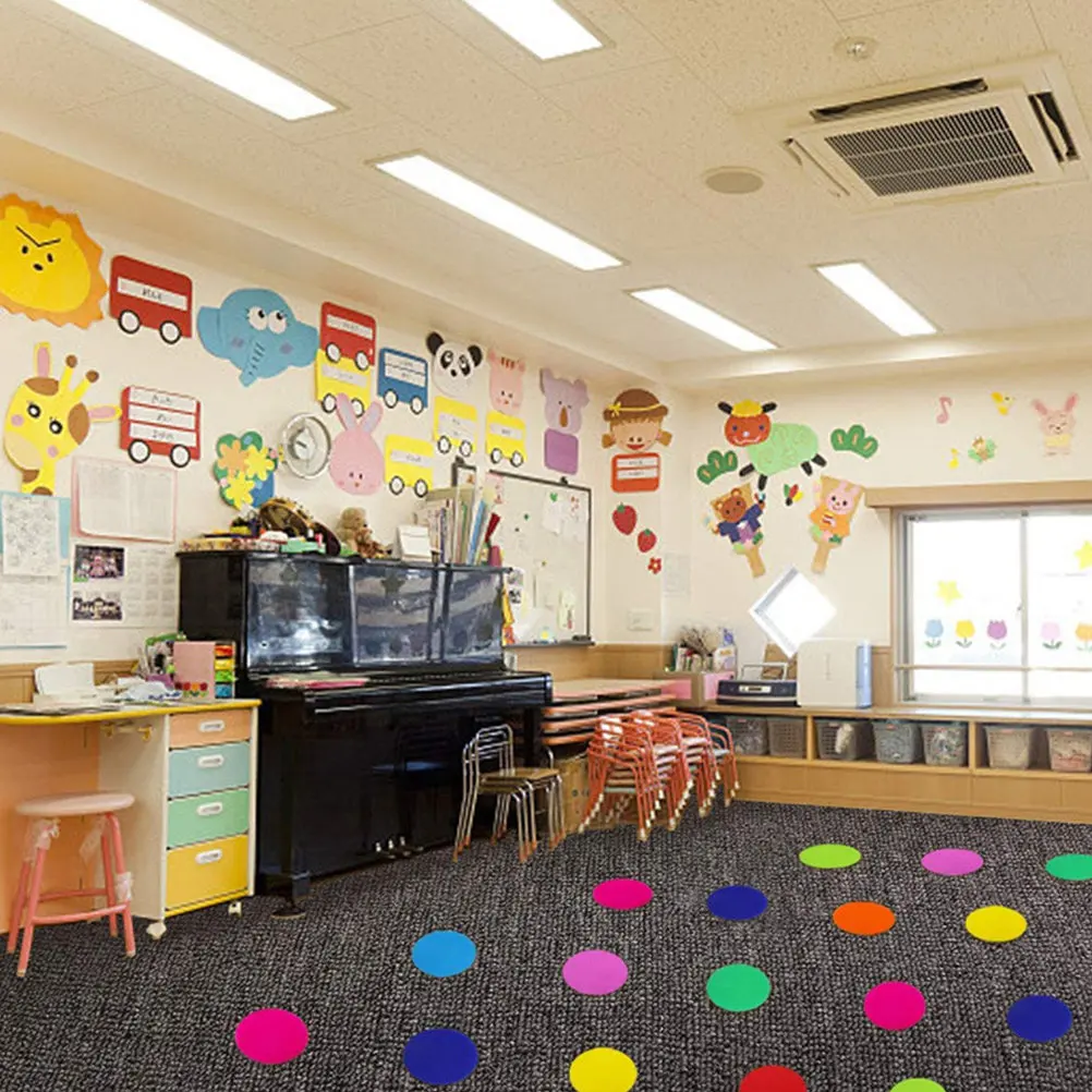 50Pcs Carpet Marker Floor Spots Reusable Nylon Classroom Kindergarten Seating Position Stickers Indoor Outdoor Game Circle