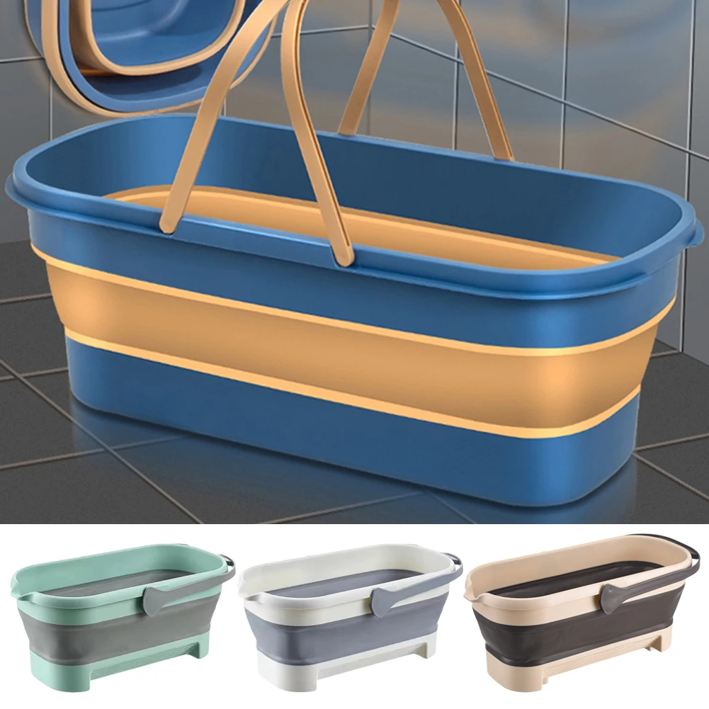 Rectangular Mop Cleaning Bucket with Handle Portable Collapsible Basket Handy Foldable Space Saving for Camping Traveling Picnic