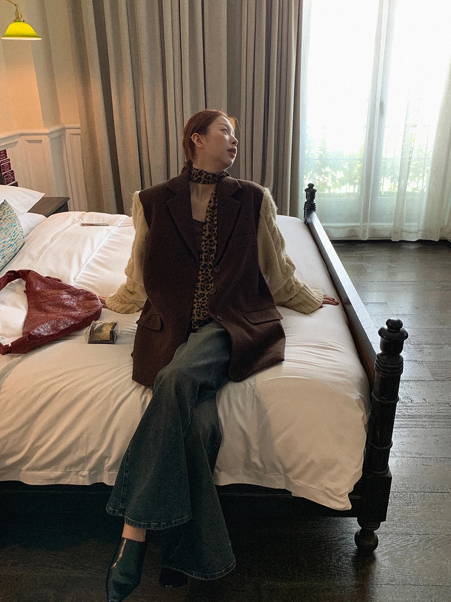 Red Celebri Club Women's Cotton Jaet Autumn Winter New Casual High-End Retro Sle Commute Straight Tube Suit Coat