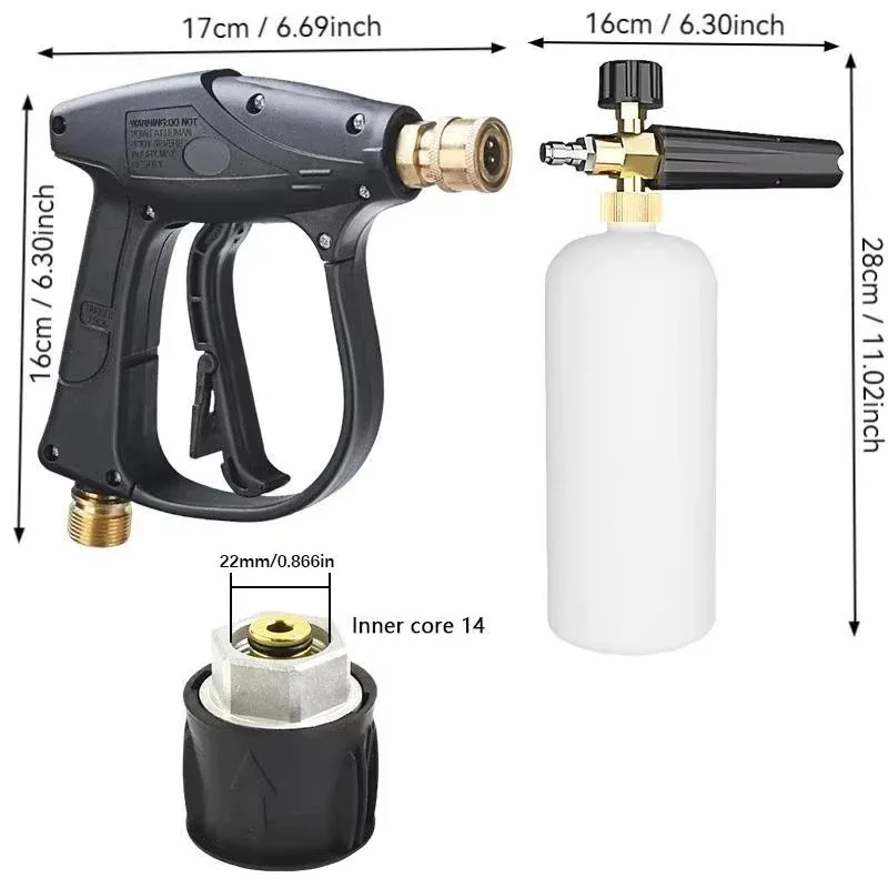 High Pressure Snow Foam Cannon Kit, Foam Lance & Spray Gun Compatible with Karcher Nilfisk Parkside Bosch for Car Detailing Wash
