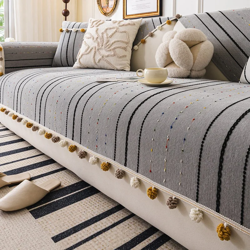 

New Dopamine Sofa Cover Fabric Living Room Straight Row Anti Slip Sofa Cushion Cover Soft and Sticky Suitable for All Seasons