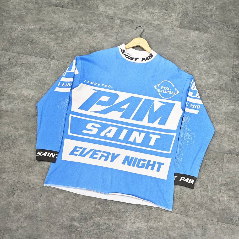 

Yao Fashion Saint OF Michael Oversize Повседневная винтажная роскошная брендовая высококачественная осенняя хлопковая футболка с длинным рукавом