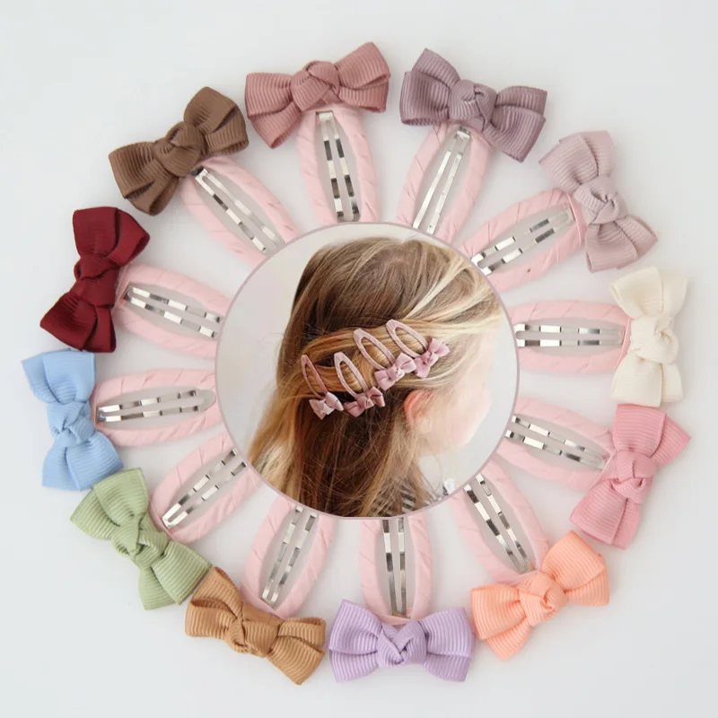 72 Pcs/Lot Mini Ribbon Bow Snap Clips For Kids Girls Sweet Bow Hairpins Baby Hair Accessories