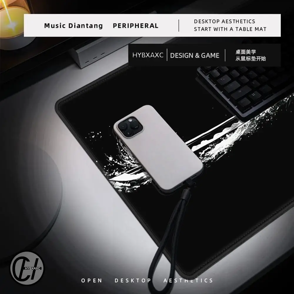 Extended Japanese Samurai Sword Gaming Mouse Pad 900x400 Stitched Edges for Durability Natural Rubber Japanese Katana Desk Mat