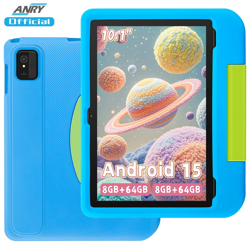تابلت 10.1 بوصة 2025 يعمل بنظام أندرويد 15 للأطفال مزود بذاكرة قراءة فقط 64 جيجابايت + 8 جيجابايت (4 جيجابايت + 4 جيجابايت) وذاكرة الوصول العشوائي والتحكم الأبوية وتطبيقات التعليم والكمبيوتر اللوحي المقاوم للصدمات
