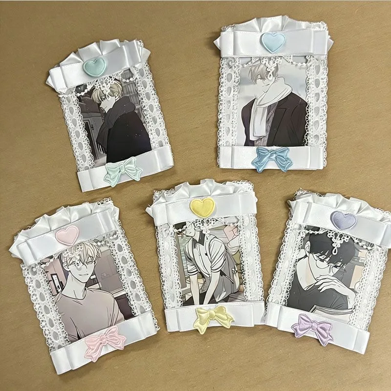 

1Pc Square Lace Photo Card Holder，5 Colors，Anime Cartoon Card Display Guka Card Sleeve Pain Bag Card Holder Decoration