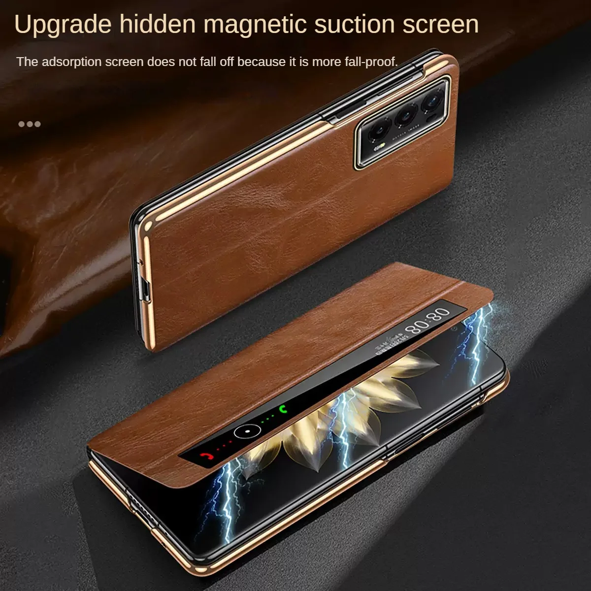 for Honor Magic V3 Case Genuine Leather Edition Smart Window Folding Screen Full Covering Keys Hollow Case for Magic VS2