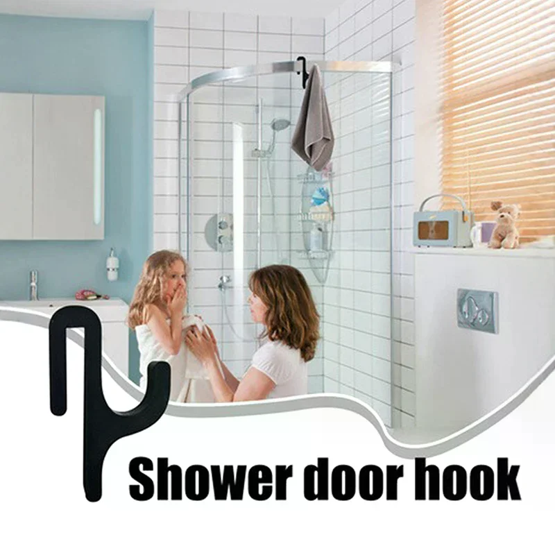 1PC New 3D Shower Door Towel Hook For 8mm Glass Doors Bathroom Hanger For Clothes Towel Bathrobes Laundry Dormitory Apartment