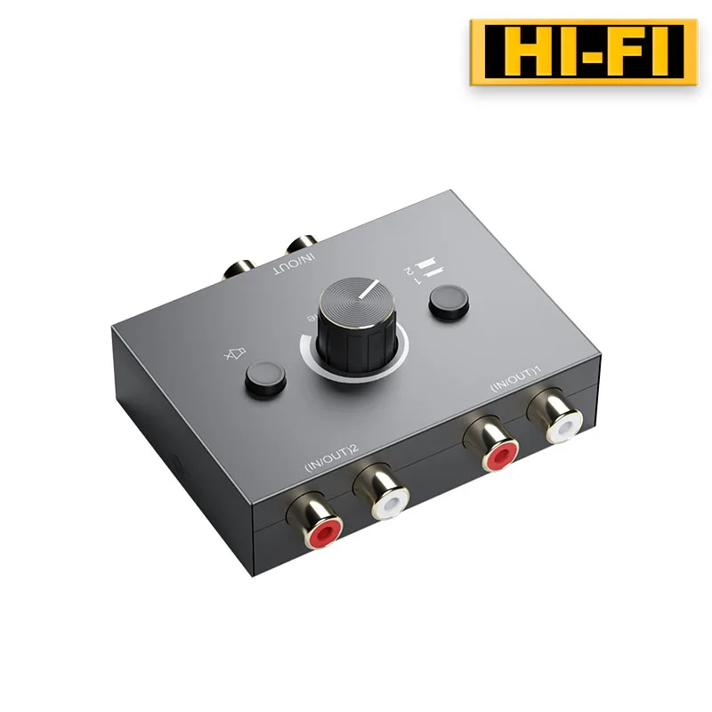 HIFI Lossless 2x1 RCA L/R Audio Switcher 2 in 1 out 192Hz Audio Switcher Dual Switching for Laptop Mobile Phone Gaming Setup