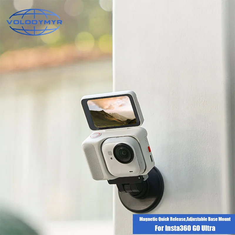 VOLODYMYR Quick Release Magnetic Base Bracket for Insta360 GO Ultra 180 ° Adjustable Adapter Action Camera Accessories Equipment