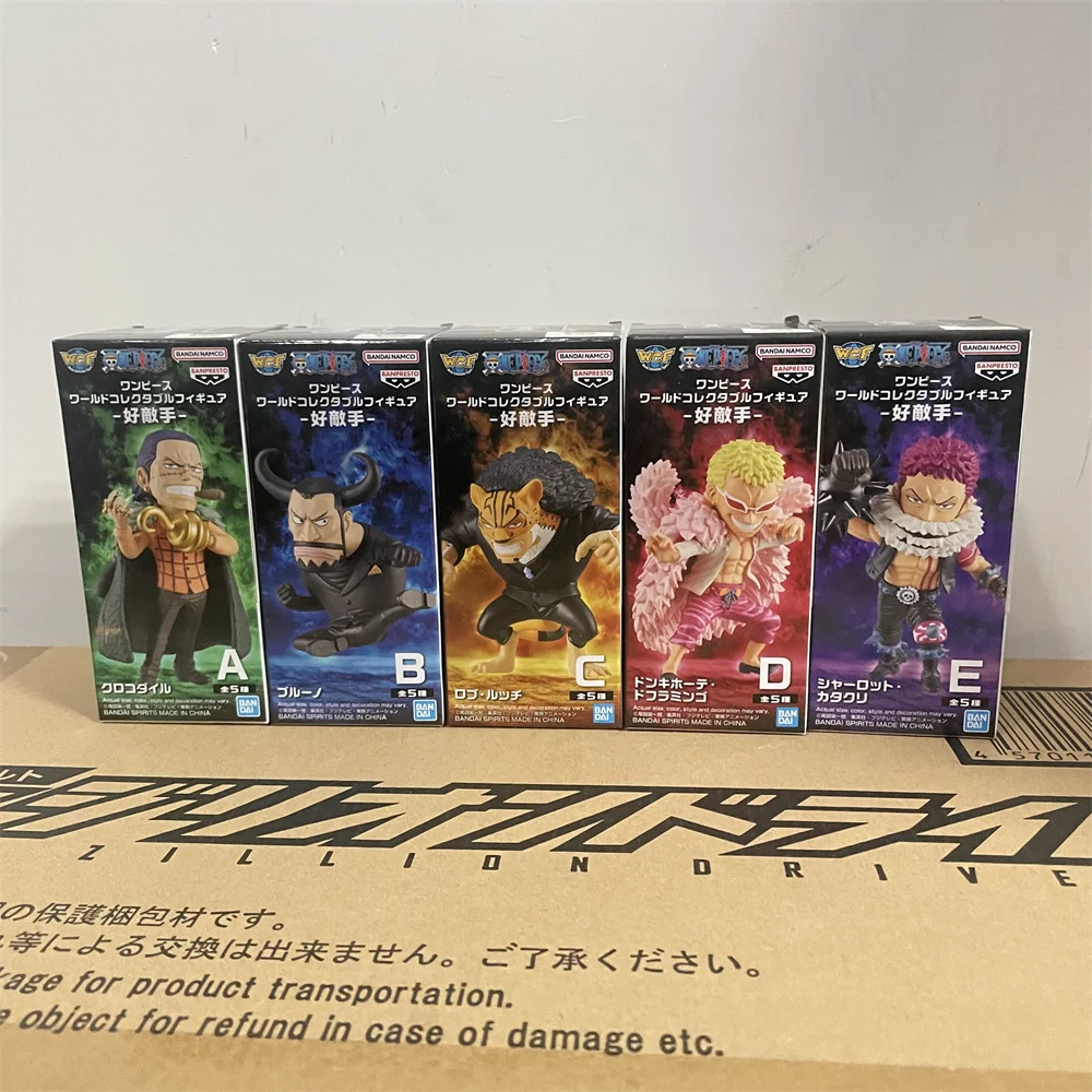 In Stock Original Bandai One Piece Anime Figure Sir Crocodile Donquixote Doflamingo Rob Lucci PVC Action Figurine Toys Model 7cm