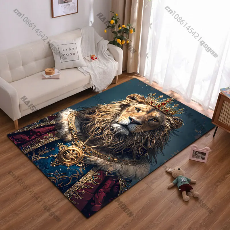 Regal lion in royal attire carpet Yoga living room room decor children's crawling mat doormat area rug games mat