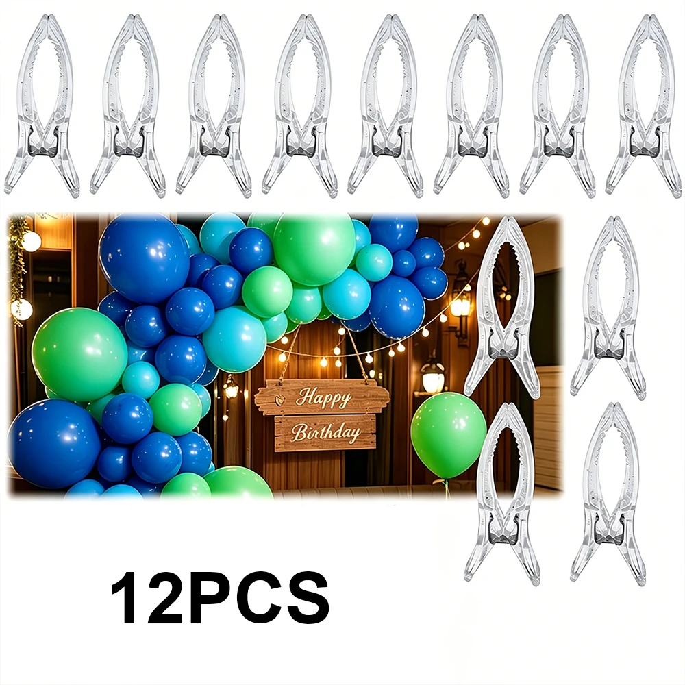 12Pcs Transparent Heavy Duty Plastic Spring Clips Non Slip High Load Bearing Large Fixing Clamps for Balloon Arch Birthday Party