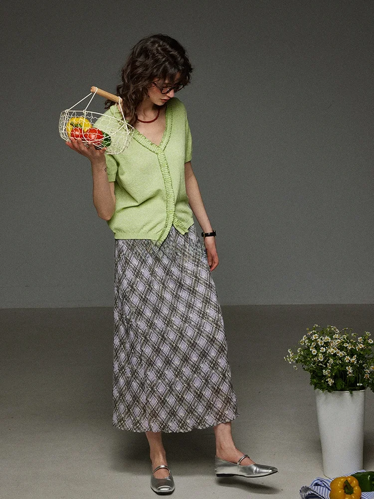 

Женский вязаный кардиган LITLECOT с V-образным вырезом, открытый, на одной пуговице, приталенный, весна-лето, новый винтажный топ