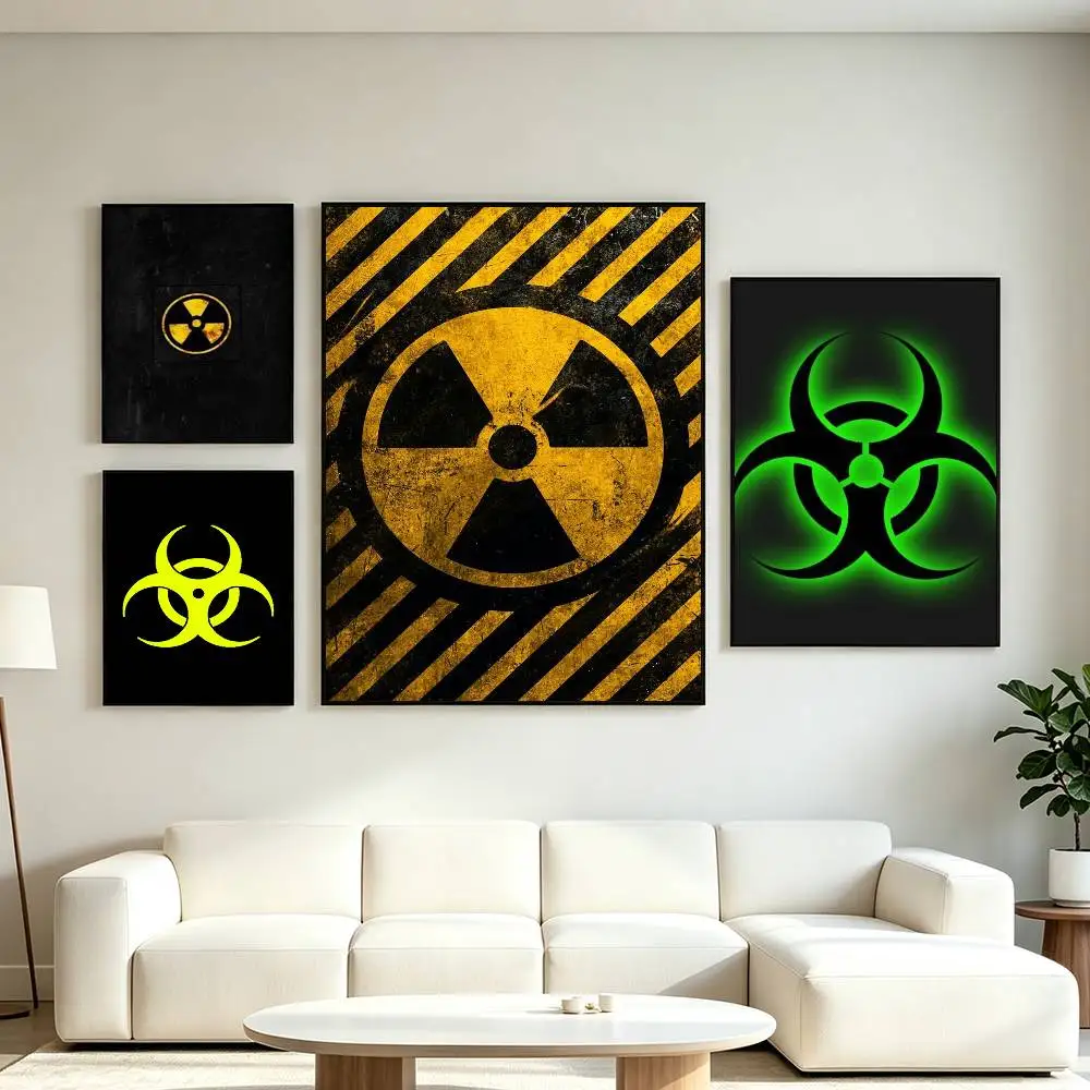 Attention Radiation Symbol Poster High Quality Dorm Living Room Aesthetic Wall Decoration Painting Stickers Gift