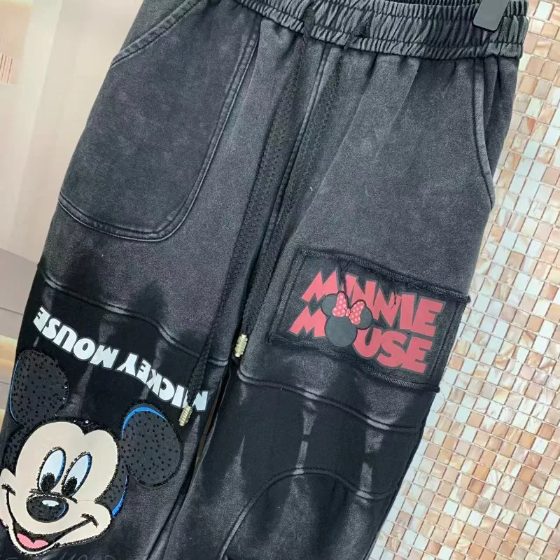 تنوعا الحريم السراويل شتاء جديد Y2k Kawaii الصوف مبطن الجينز الصناعة الثقيلة غسل الكرتون فضفاض التخسيس بنطال رياضي غير رسمي #4