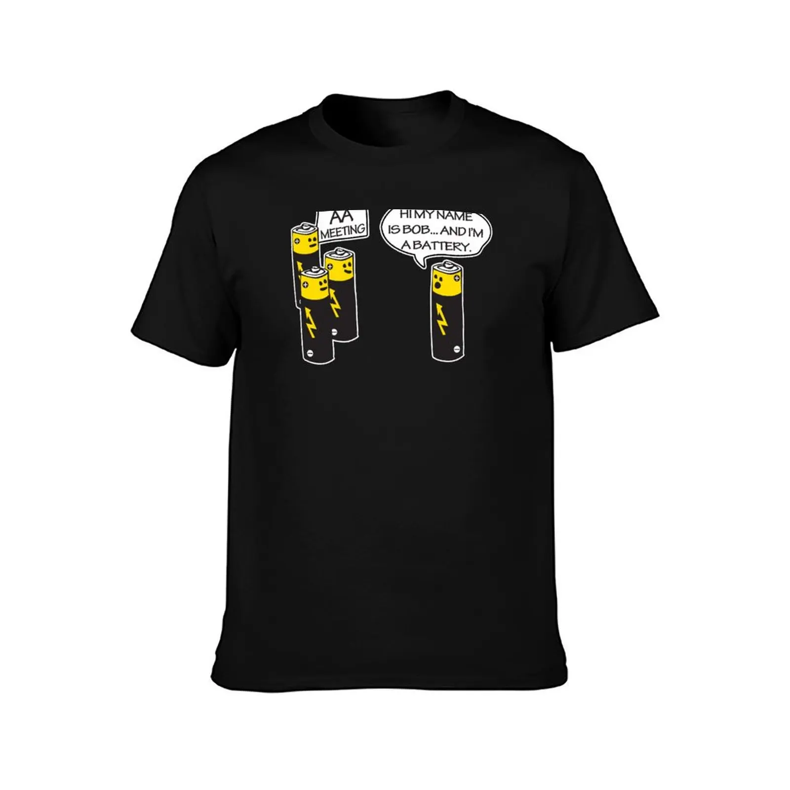 Aa Battery Meeting Funy T-Shirt Summer Casual Cotton Tee Oversized Streetwear Tops Vintage Graphic Print Unisex Men Women
