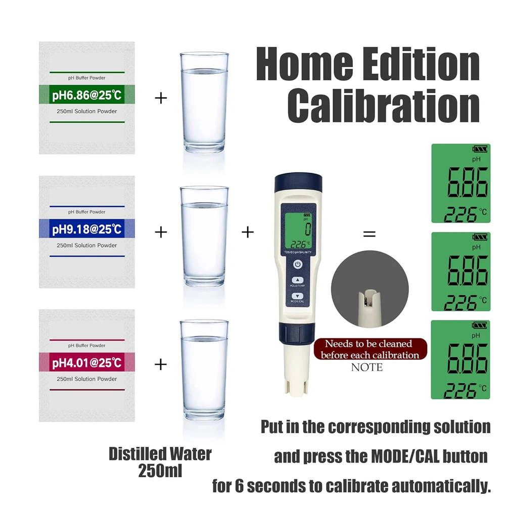 Digital Chlorine Meter PH Tester 5 In 1 SALT/ ORP/ TDS/EC/TEMP Tester CL Water Quality Analyzer for Swimming Pool Hot Spring view 2