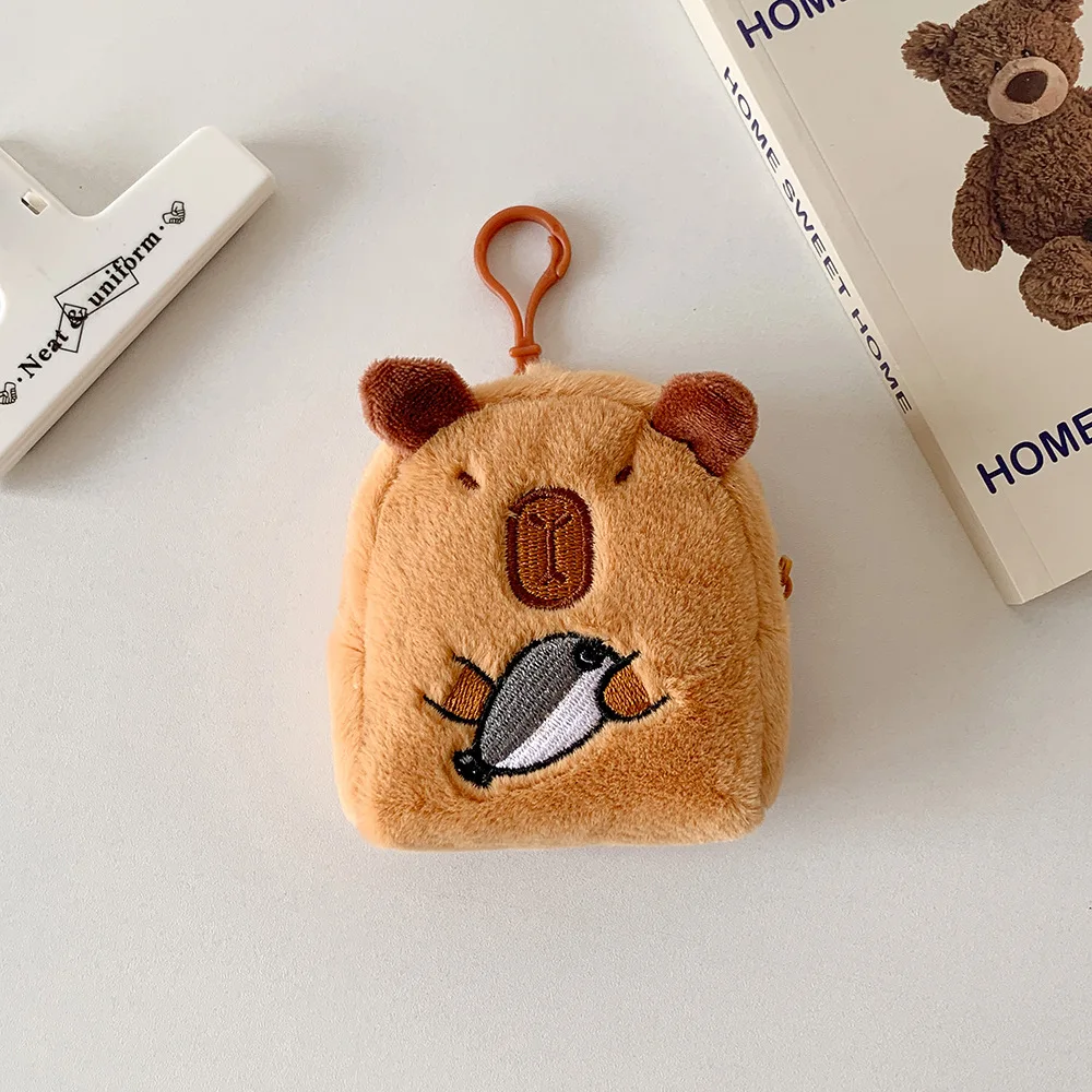 

Pendant Decoration Mini Capybara Plush Zipper Wallet Kawaii Crossbody Bag For Accessories Fashion Gift