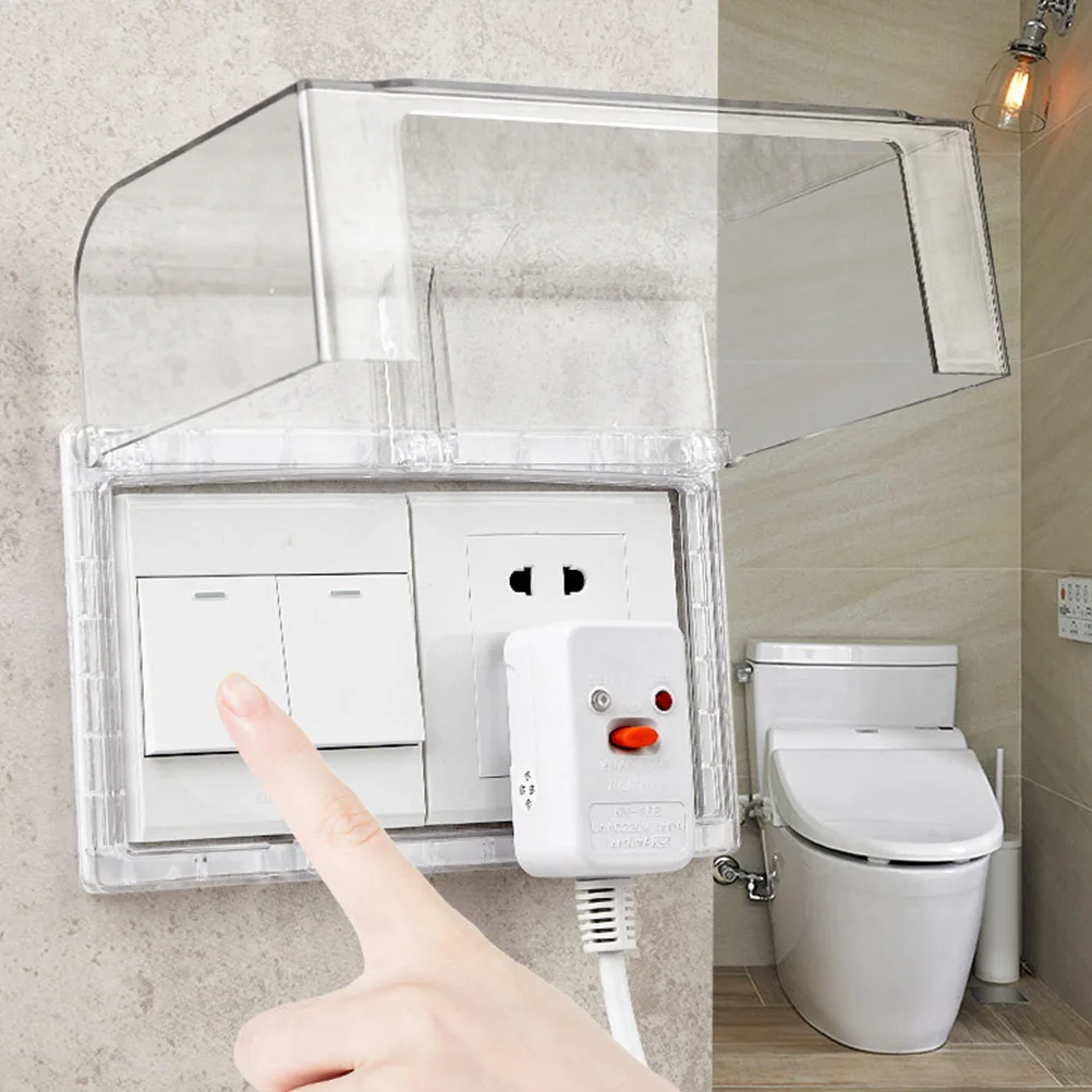 

2pcs Waterproof Socket Box Self-Adhesive 2-Slot Outdoor Plug Cover For Home Kitchen Bathroom Garden Garage Wall Use